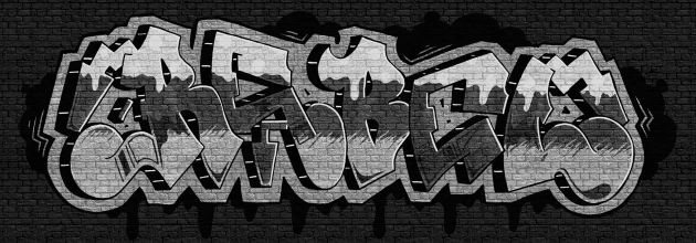 Rebel Walls R20669 Pops Rebel Graffiti Black - mural w graffiti i cegły