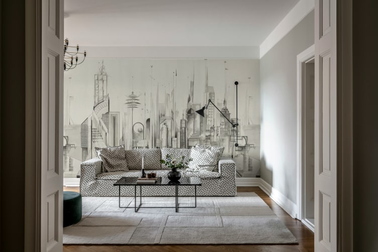 Rebel Walls R20685 Pops Sci-Fi Town White - mural w miasto