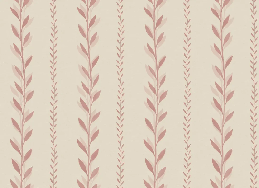 Rebel Walls R20698 Pops Bayleaf Stripe Pink - mural w pasy z liści