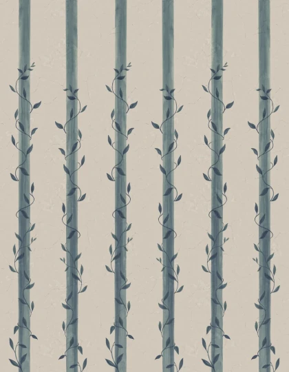 Rebel Walls R20701 Pops Leafy Stripes Blue - mural w pasy i pnącza