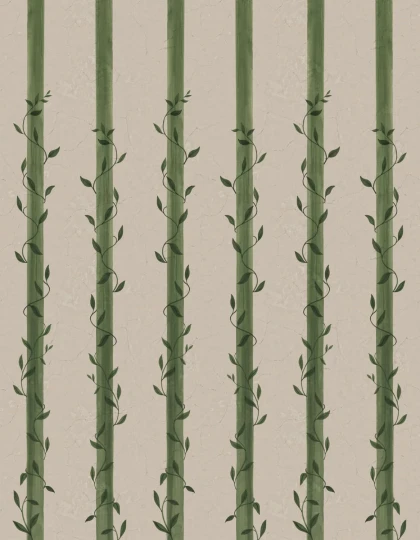 Rebel Walls R20702 Pops Leafy Stripes Green - mural w pasy i pnącza