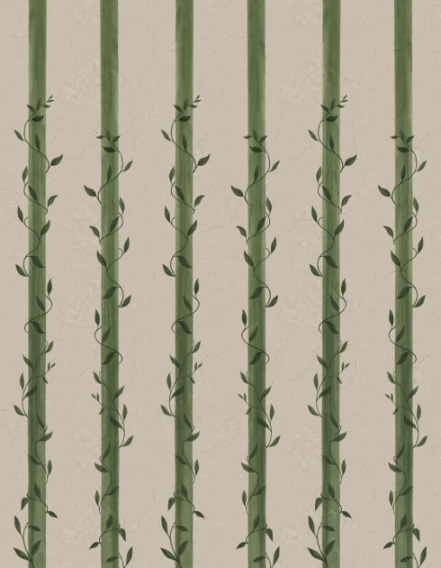Rebel Walls R20702 Pops Leafy Stripes Green - mural w pasy i pnącza