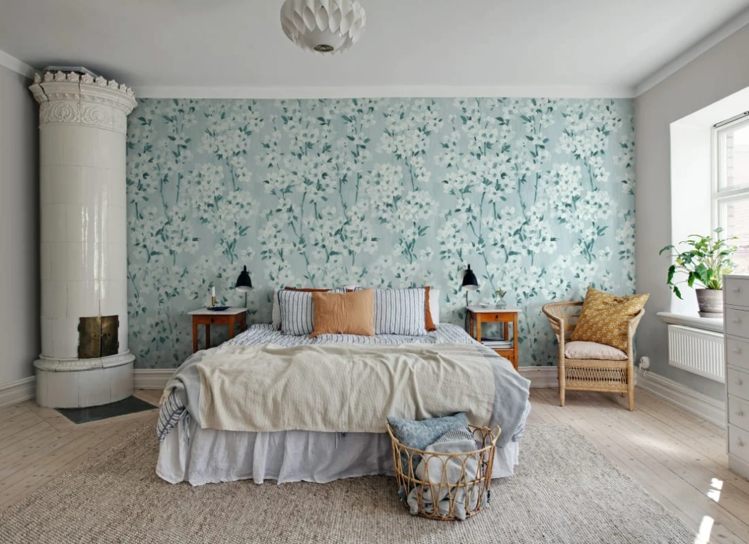 Rebel Walls R20822 Pops Cherry Blossom Tree Blue - mural w kwiaty wiśni