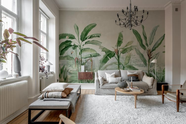 Rebel Walls R20823 Pops Tropical Palms Green - mural w bananowce