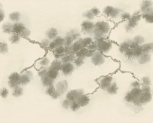 Rebel Walls R20829 Pops Pine Branch Beige - mural w gałęzie sosny