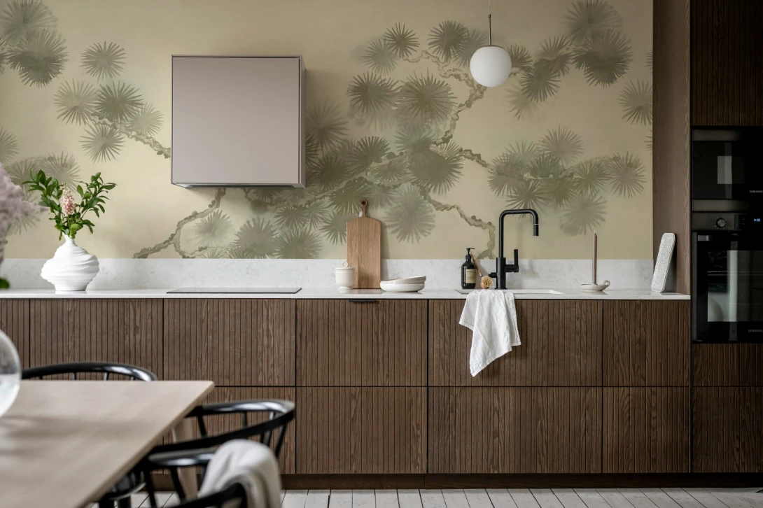 Rebel Walls R20829 Pops Pine Branch Beige - mural w gałęzie sosny