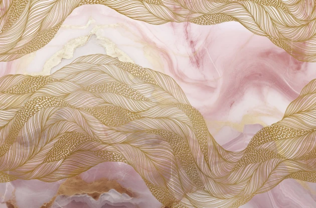 Rebel Walls R20841 Pops Opulence Flow Pink Marble - mural w organiczne fale na marmurowym tle