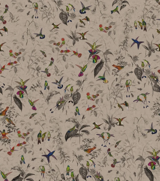 Rebel Walls R20845 Pops Hummingbird Beige - mural w kolibry