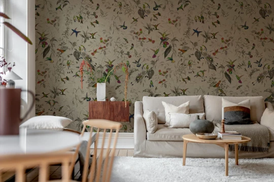 Rebel Walls R20845 Pops Hummingbird Beige - mural w kolibry
