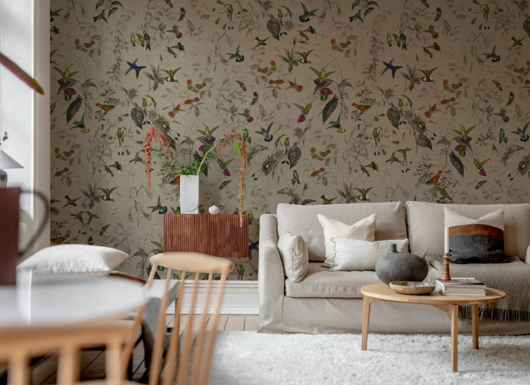Rebel Walls R20845 Pops Hummingbird Beige - mural w kolibry