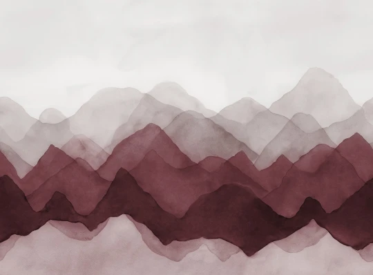 Rebel Walls R20851 Pops Watercolor Mountain Burgundy - mural w abstrakcyjne góry