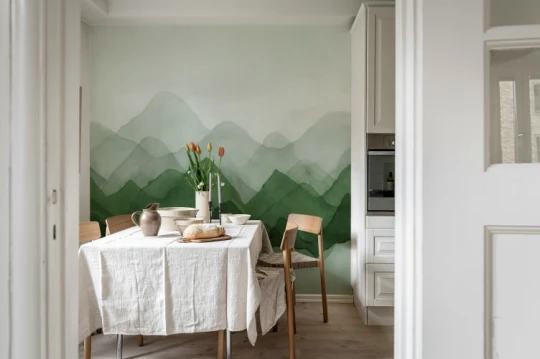 Rebel Walls R20852 Pops Watercolor Mountain Green - mural w abstrakcyjne góry