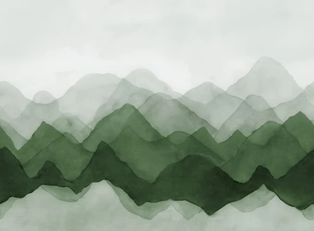 Rebel Walls R20852 Pops Watercolor Mountain Green - mural w abstrakcyjne góry