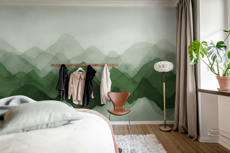 Rebel Walls R20852 Pops Watercolor Mountain Green - mural w abstrakcyjne góry