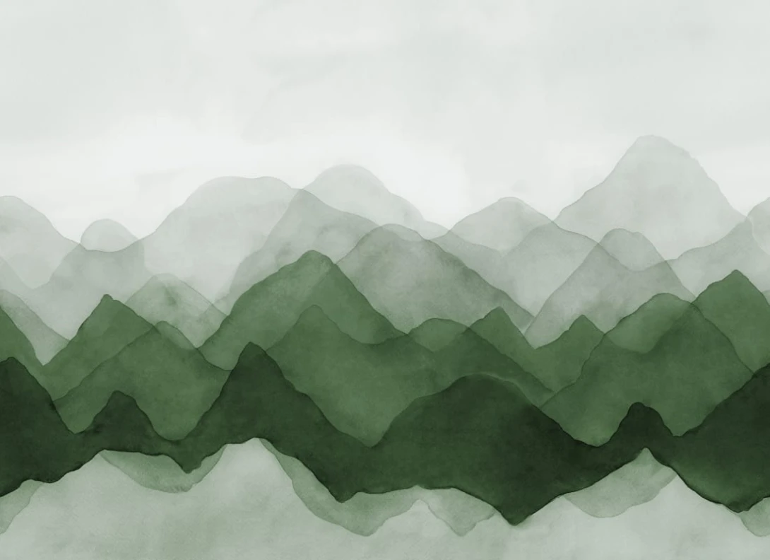 Rebel Walls R20852 Pops Watercolor Mountain Green - mural w abstrakcyjne góry