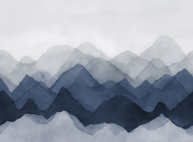 Rebel Walls R20853 Pops Watercolor Mountain Blue - mural w abstrakcyjne góry