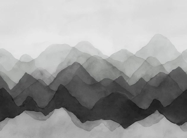 Rebel Walls R20854 Pops Watercolor Mountain Black - mural w abstrakcyjne góry