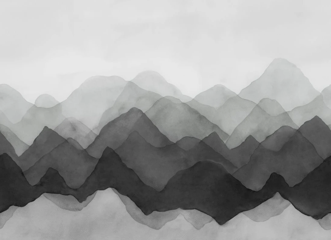 Rebel Walls R20854 Pops Watercolor Mountain Black - mural w abstrakcyjne góry