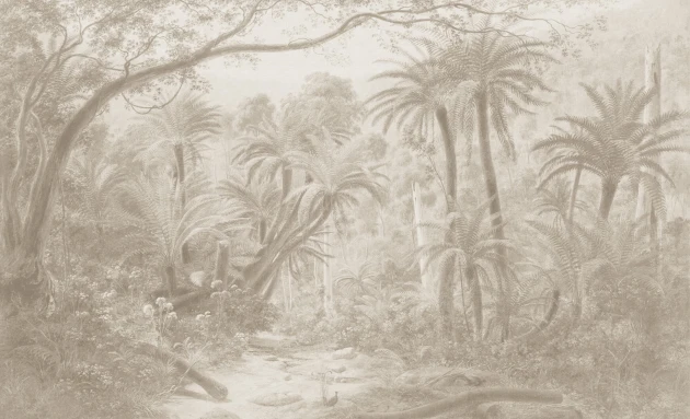 Rebel Walls R20855 Pops Palm Landscape Beige - mural w dżunglę