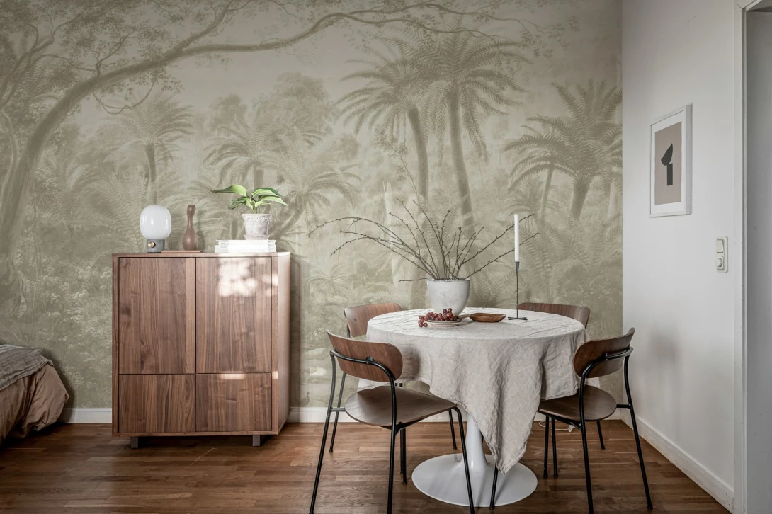 Rebel Walls R20855 Pops Palm Landscape Beige - mural w dżunglę