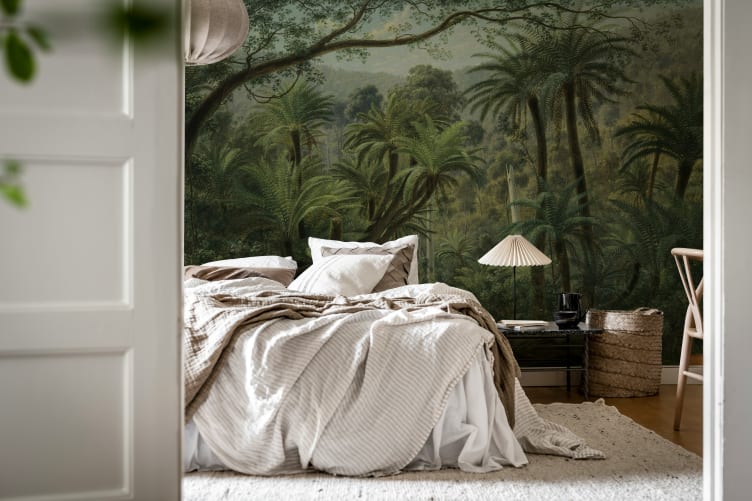 Rebel Walls R20856 Pops Palm Landscape Green - mural w dżunglę