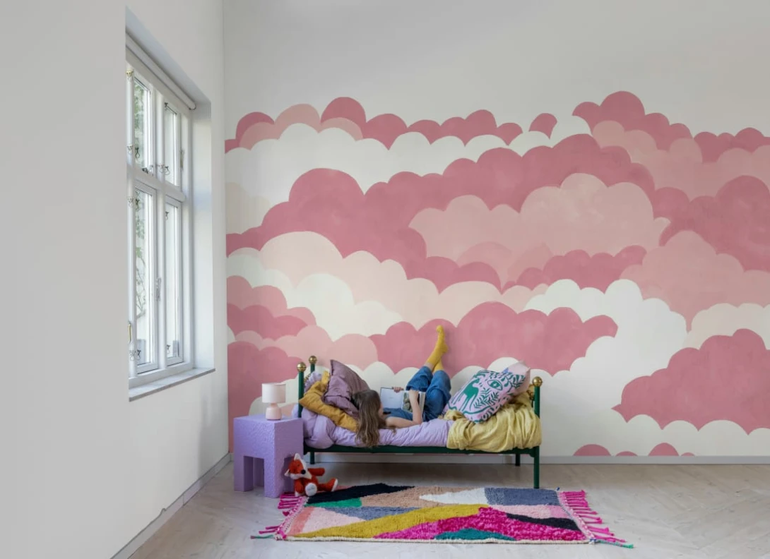 Rebel Walls R20858 Pops Dreamy Clouds Pink - mural dziecięcy w chmury
