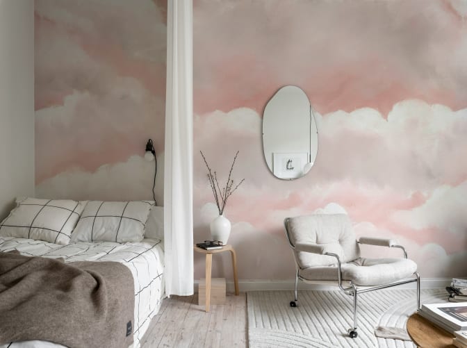 Rebel Walls R20861 Pops Storm Clouds Pink - mural dziecięcy w chmury