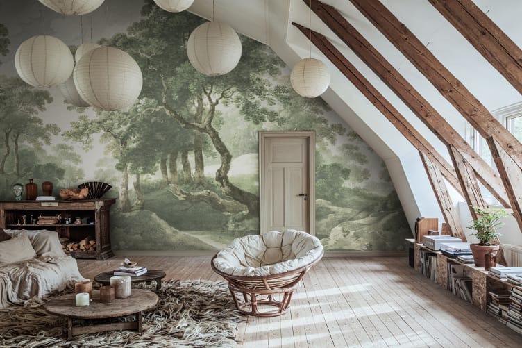 Rebel Walls R20915 Pops The Vintage Grove Spring Green - mural w drzewa