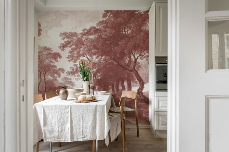Rebel Walls R20917 Pops The Vintage Grove Burgundy - mural w drzewa