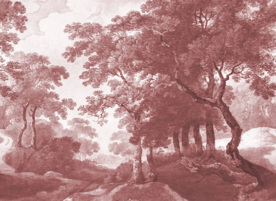 Rebel Walls R20917 Pops The Vintage Grove Burgundy - mural w drzewa