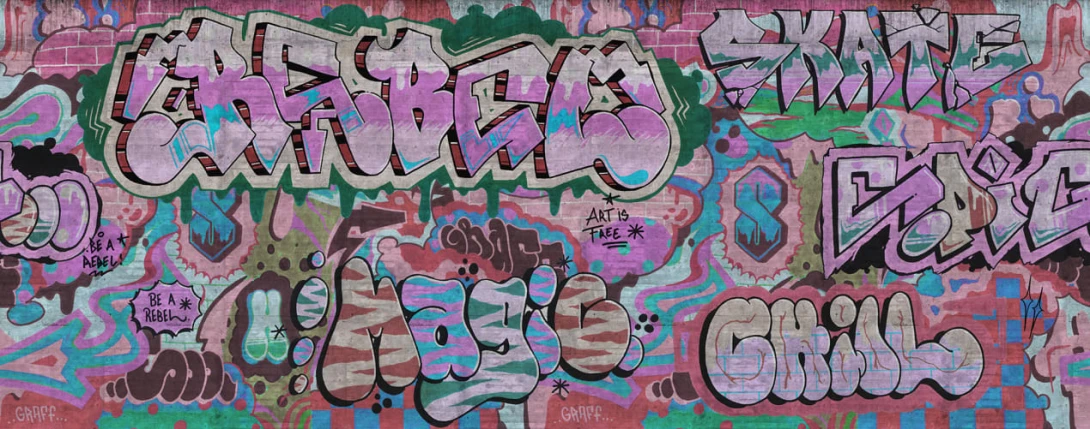Rebel Walls R21019 Pops Graffiti Pastel - mural w graffiti