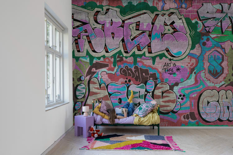 Rebel Walls R21019 Pops Graffiti Pastel - mural w graffiti