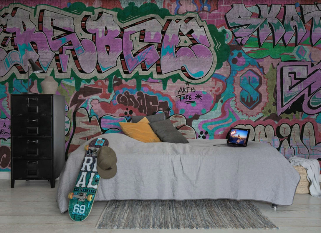 Rebel Walls R21019 Pops Graffiti Pastel - mural w graffiti