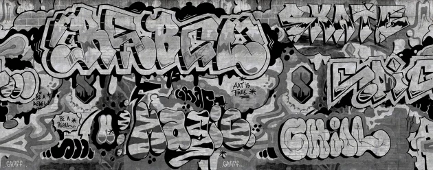 Rebel Walls R21020 Pops Graffiti Black - mural w graffiti