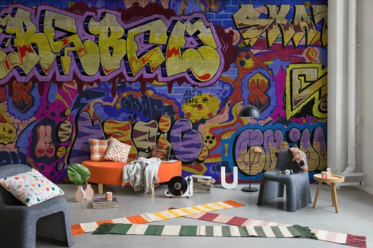 Rebel Walls R21021 Pops Graffiti Colorful - mural w graffiti
