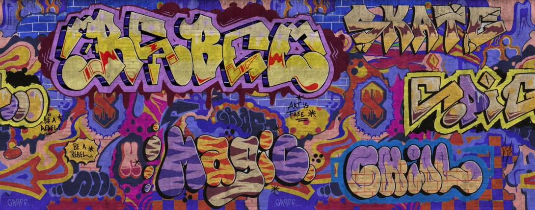Rebel Walls R21021 Pops Graffiti Colorful - mural w graffiti