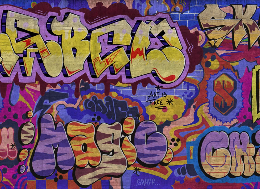 Rebel Walls R21021 Pops Graffiti Colorful - mural w graffiti