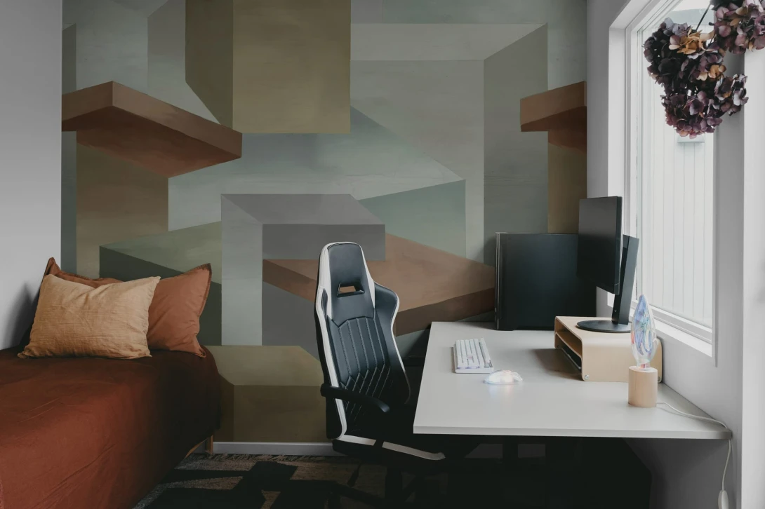 Rebel Walls R21074 Pops Geometrics Beige - mural geometryczny z efektem 3D