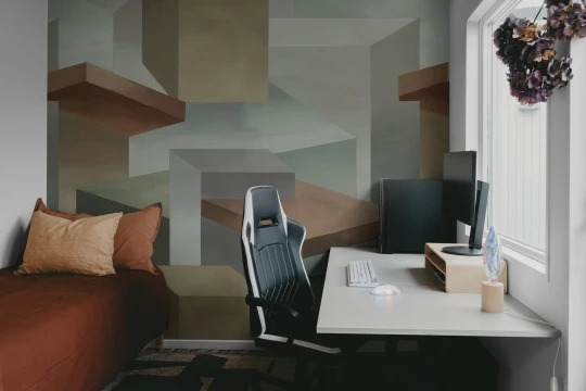 Rebel Walls R21074 Pops Geometrics Beige - mural geometryczny z efektem 3D