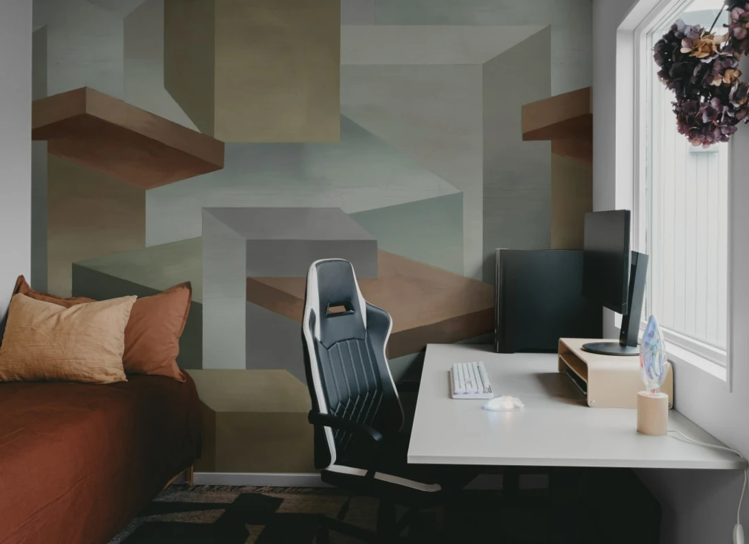 Rebel Walls R21074 Pops Geometrics Beige - mural geometryczny z efektem 3D