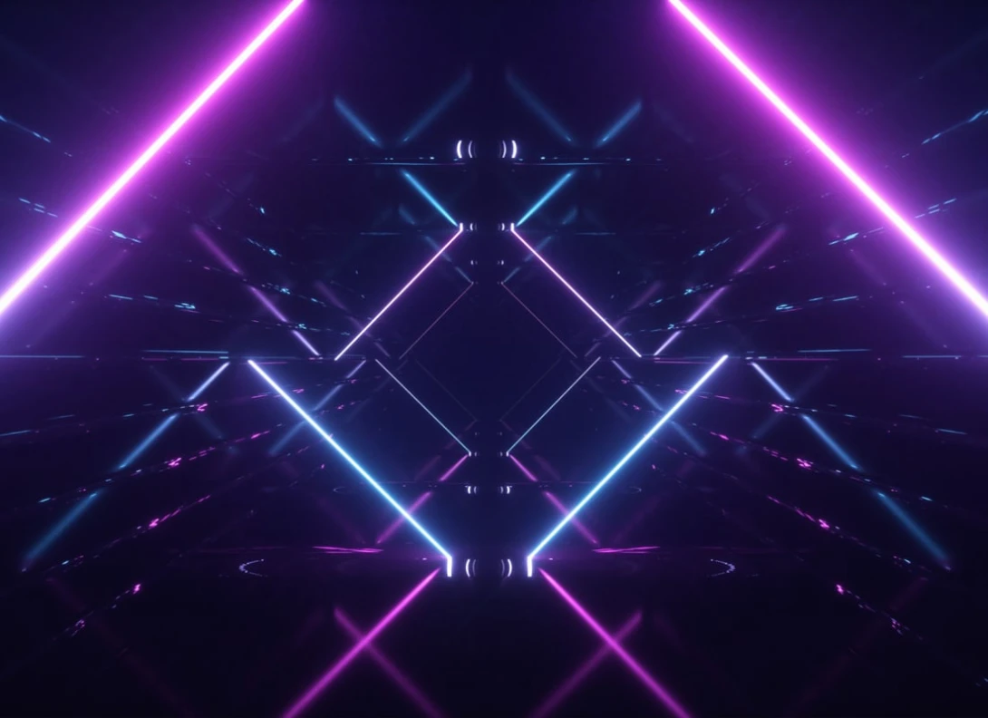 Rebel Walls R21078 Pops Neon Beams Midnight - mural w neonowe linie