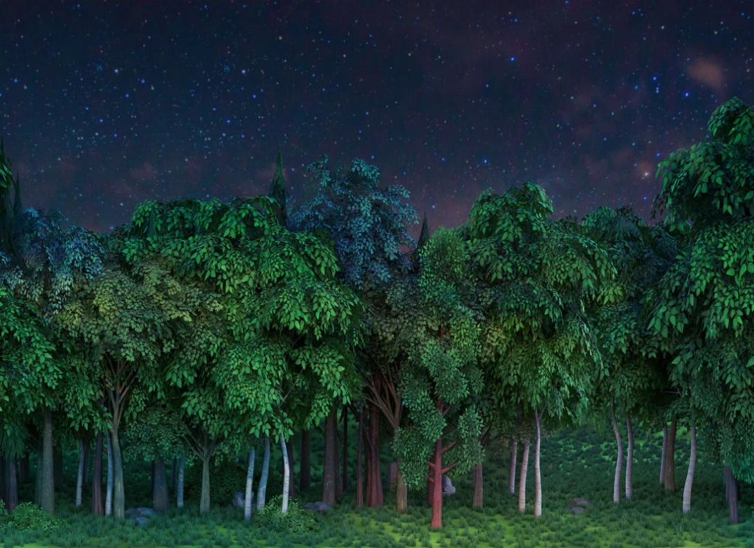 Rebel Walls R21079 Pops Gaming Woods Night - mural w nocny las