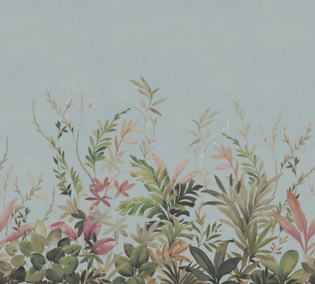 Rebel Walls R21169 Pops Jungle Meadow Blue - mural w egzotyczne rośliny