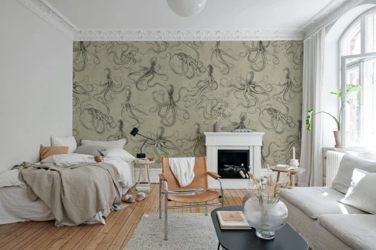 Rebel Walls R21377 Pops Octopus Beige - mural w ośmiornice