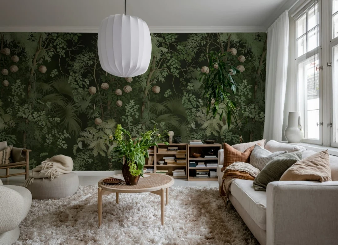 Rebel Walls R21419 Pops Tropical Bush Dark Green - mural w tropikalne rośliny
