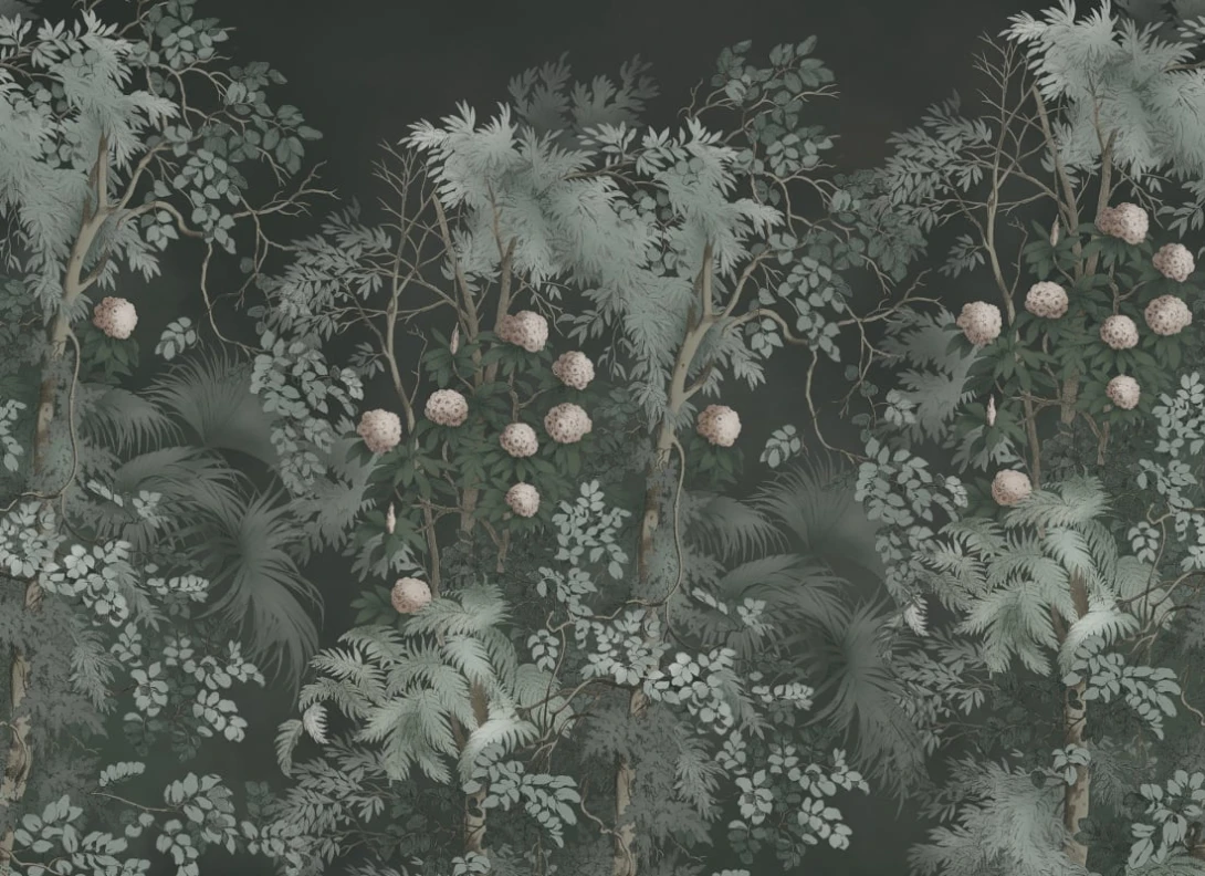 Rebel Walls R21421 Pops Tropical Bush Night - mural w tropikalne rośliny