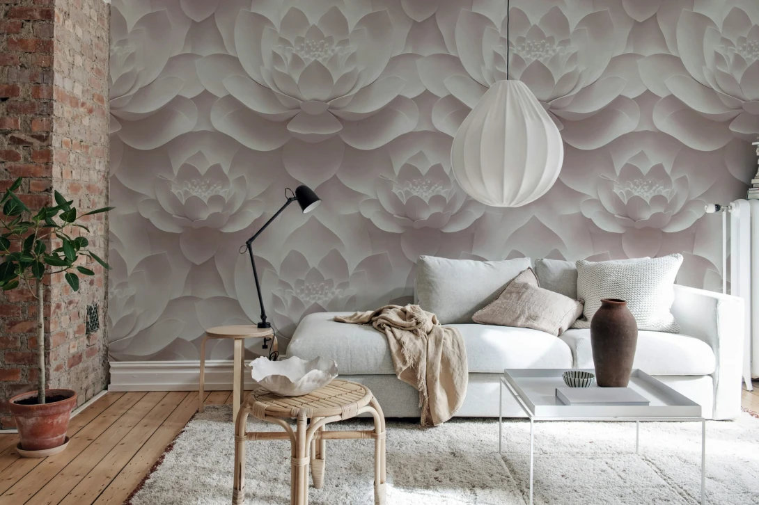 Rebel Walls R21514 Pops Lotus Dream Pink - mural w kwiaty lotosu 3D