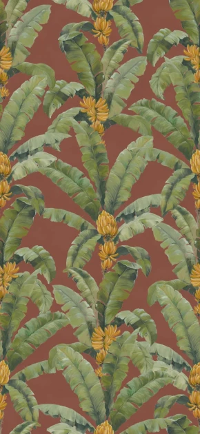 Rebel Walls R21525 Pops Banana Leaf Burgundy - mural w bananowce