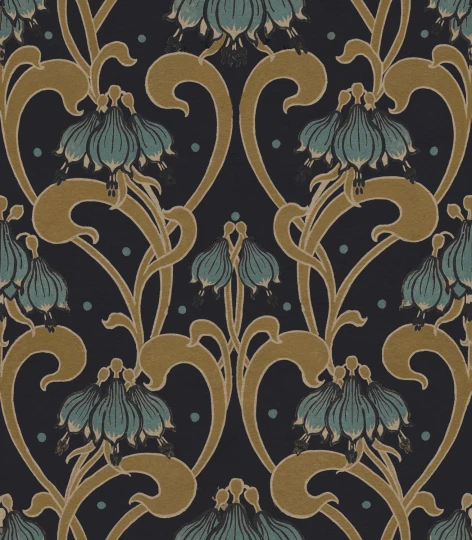 Rebel Walls R21745 Pops Art Nouveau Flower Brown - mural w secesyjny ornament roślinny