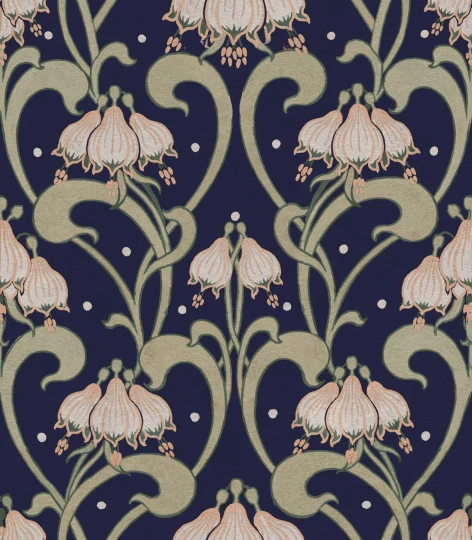 Rebel Walls R21746 Pops Art Nouveau Flower Blue - mural w secesyjny ornament roślinny